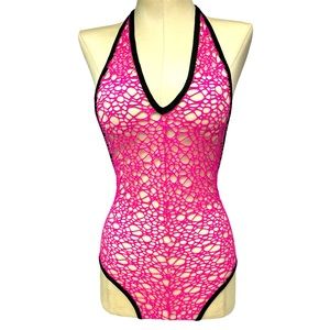 Exotic Dancer Wear Pink One Piece Net
